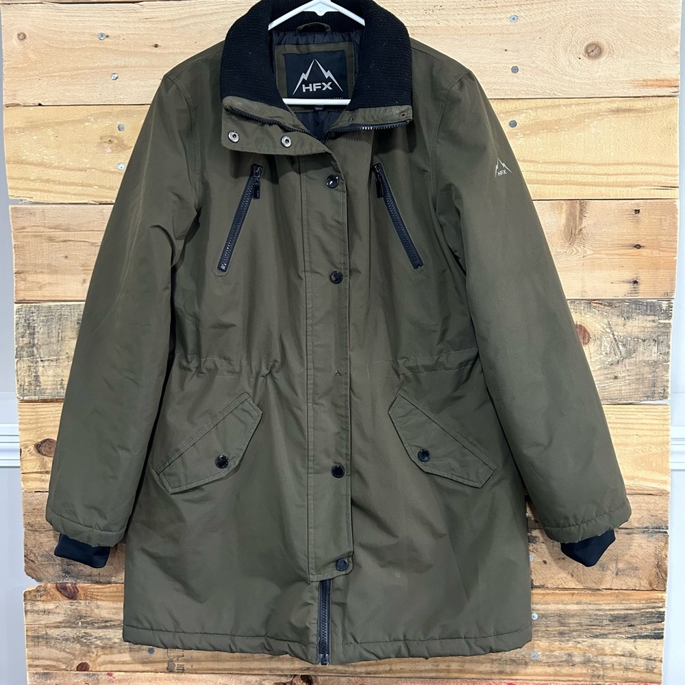 HFX WOMEN'S WATER & WIND PROOF Parka COAT Army Green Size M